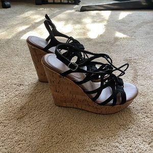 Black Lace-up Wedges